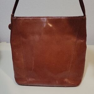 Monsac Tan Leather Messenger Bag